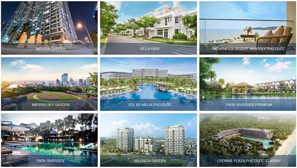 Các dự án MIK Group đã triển khai: Imperia Garden, Imperia Sky Garden, Park Riverside, Villa Park
