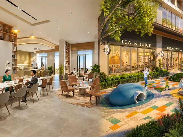 Khối đế thương mại Imperia Sensa Park với cửa hàng và khu vui chơi trẻ em